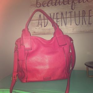 Large Leather Fossil Satchel Style Handbag